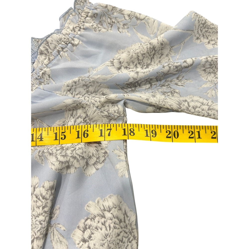 No Comment NY-LA Off-Shoulder Floral Peasant Blouse Smocked Blue Size M - Picture 7 of 8